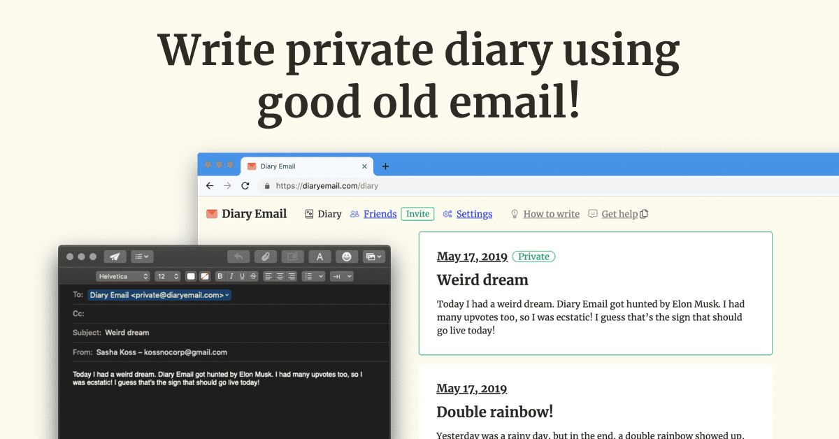 Diary Email screenshot