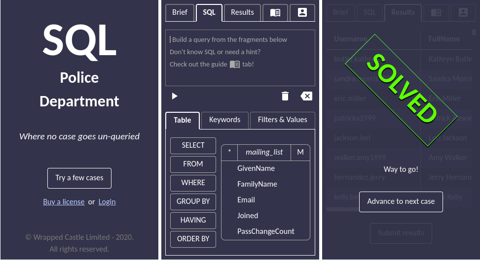 Learn SQL while solving crimes! SQL Police Department screenshot
