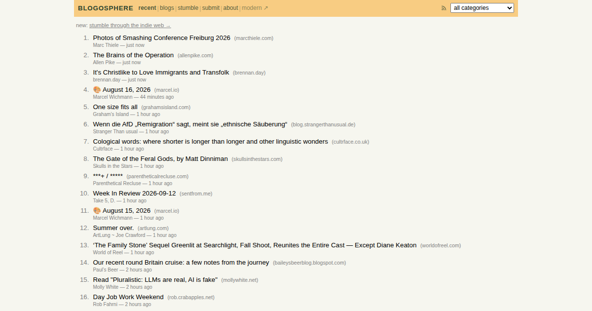 Blogosphere screenshot
