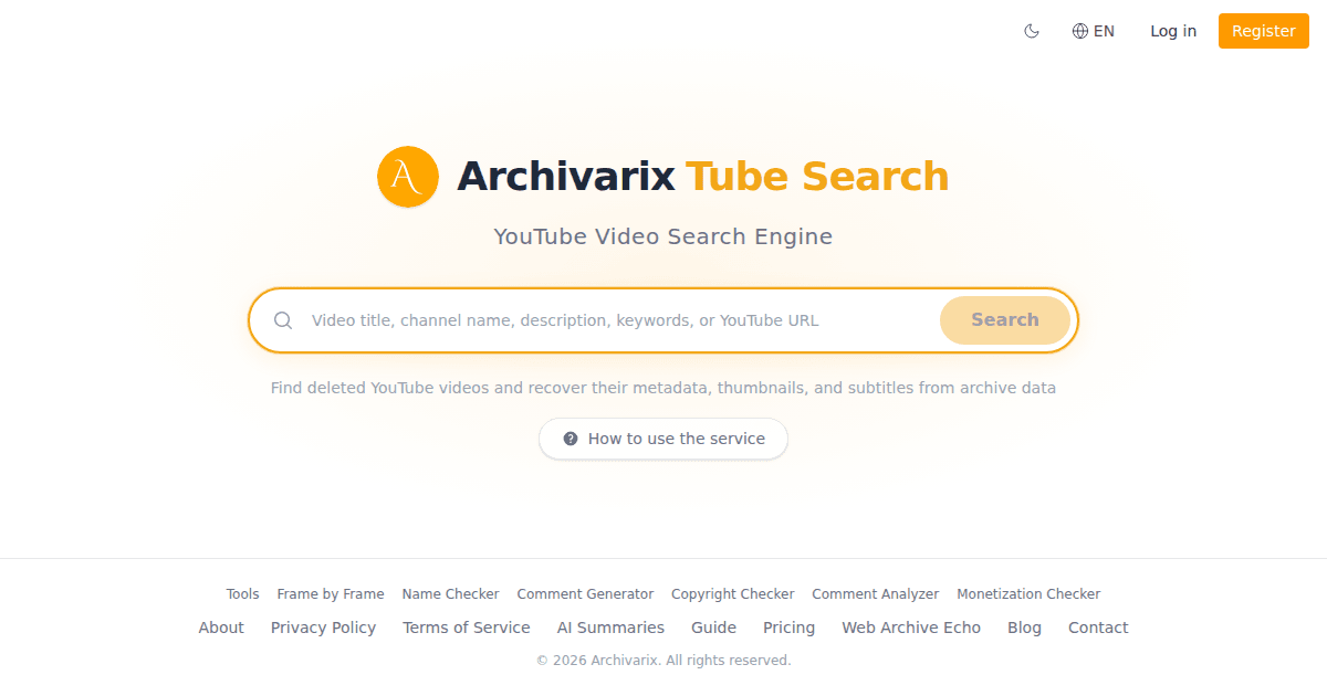 Archivarix Tube Search screenshot