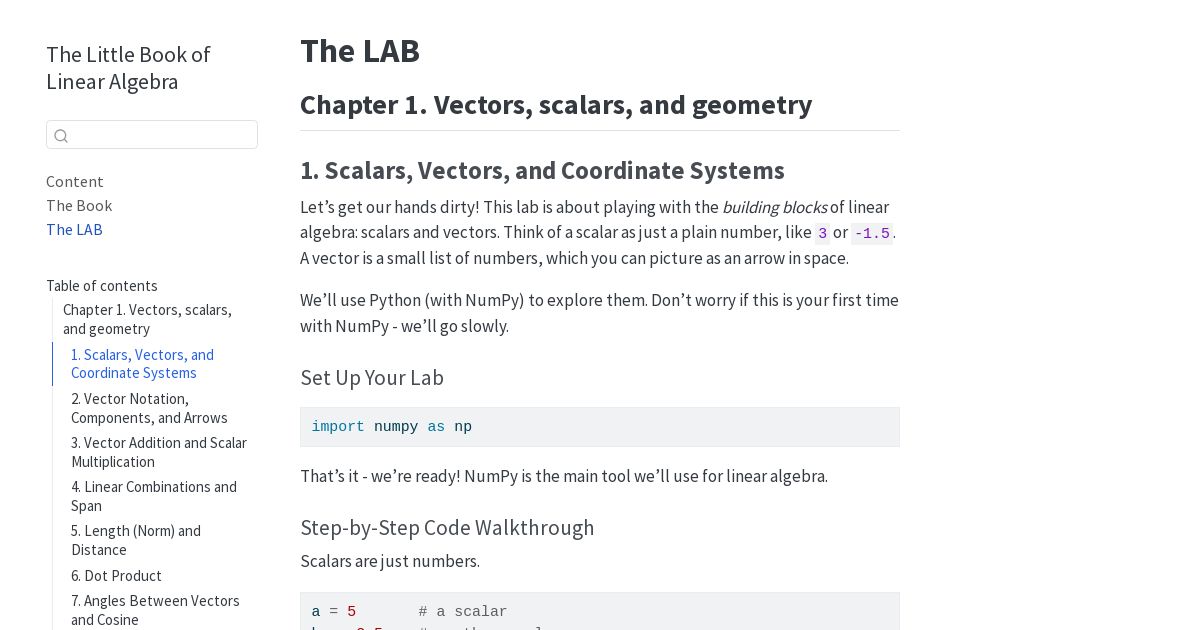 The Little Book of Linear Algebra screenshot