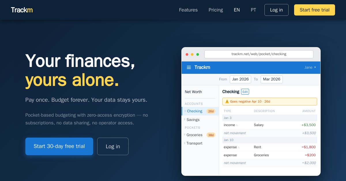 Trackm screenshot