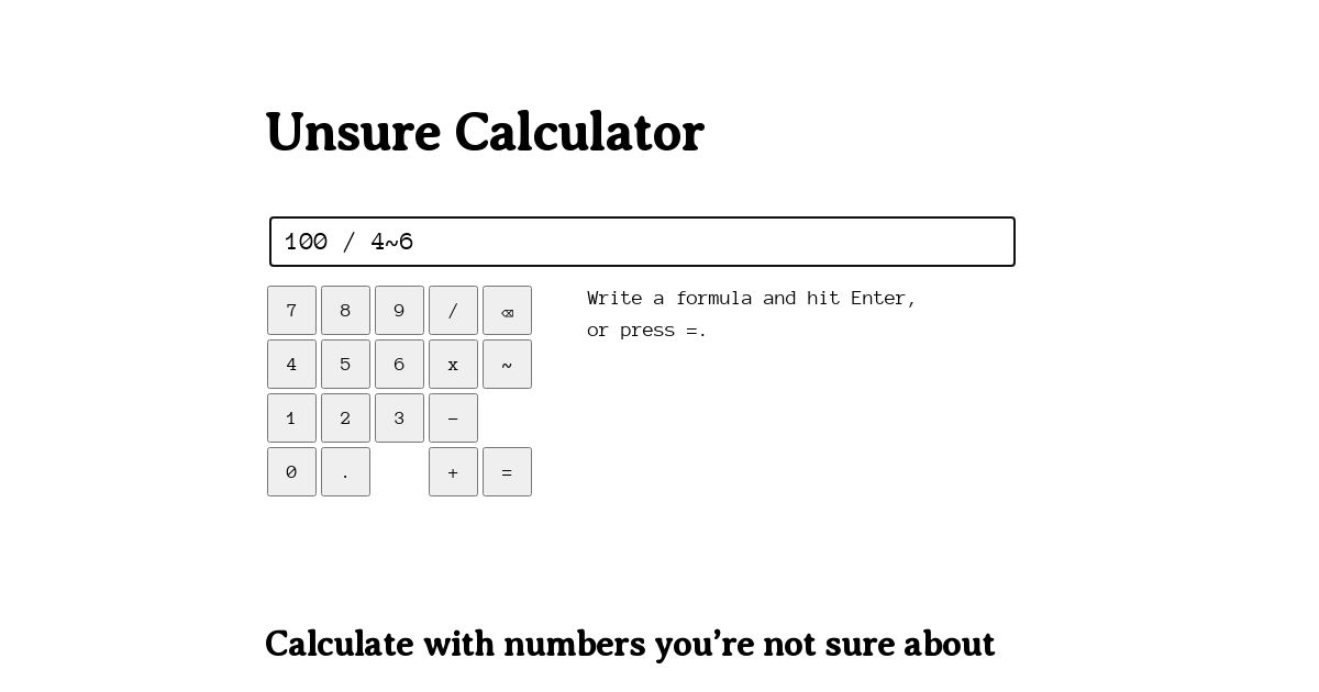 Unsure Calculator screenshot