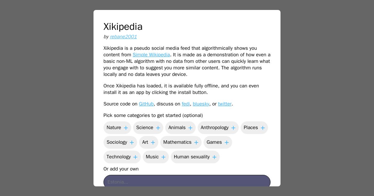 Xikipedia screenshot
